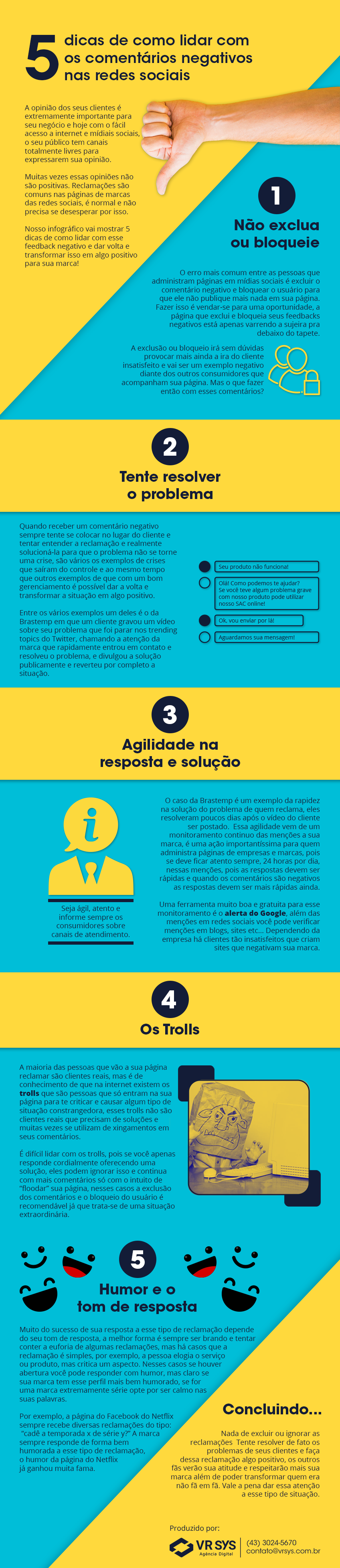 5 dicas de como lidar com os comentarios negativos nas redes sociais infografico