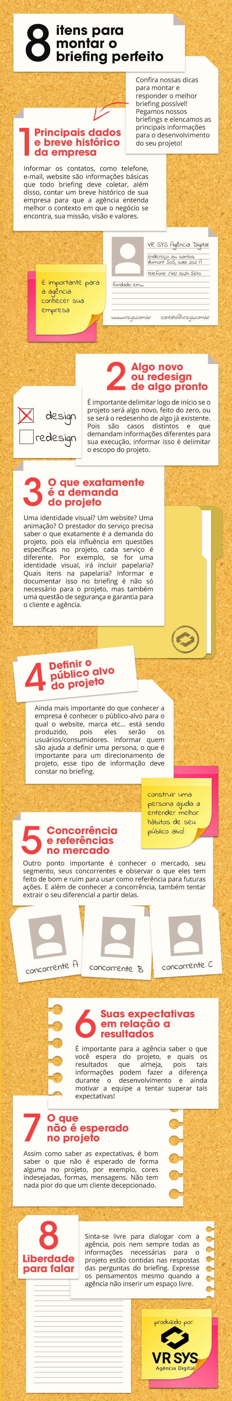 8 itens para montar o briefing perfeito infografico