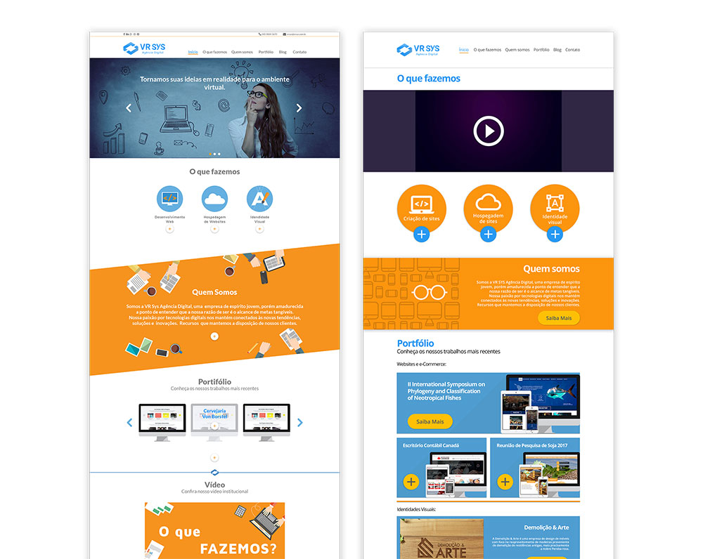 as novidades no novo site da VR SYS Agencia Digital comparacao sites